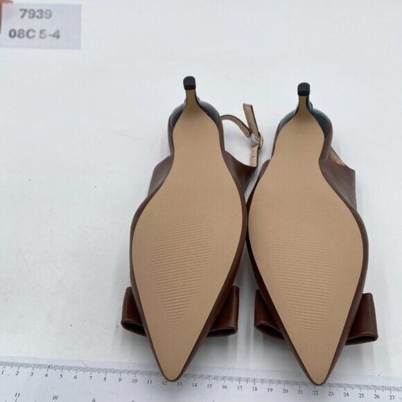 Pazzion Women Closed Pointy Toe Kitten Heel Slingback Pumps Buckles Slip On 9.5 - Picture 7 of 8